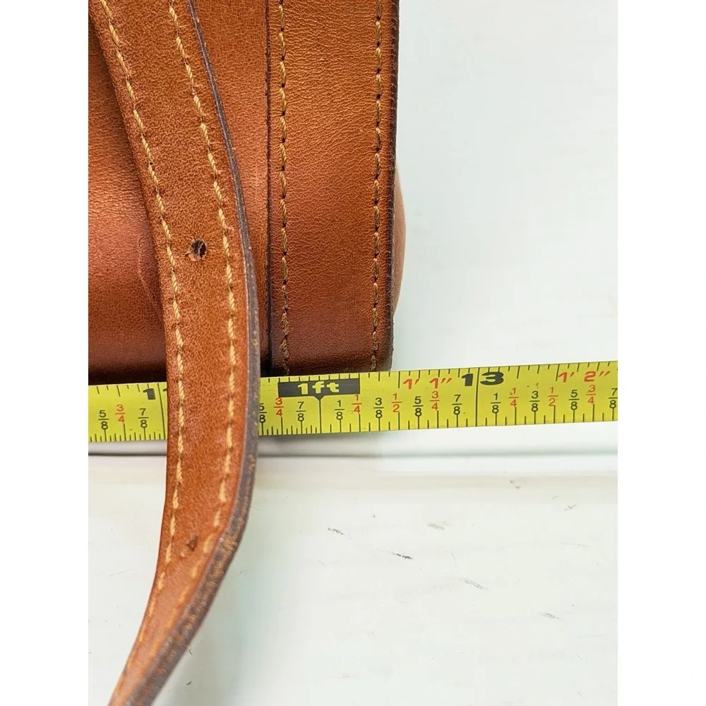 Dooney Bourke Alto Leather Satchel Saddle Shoulder Bag Cognac Brown‎ Italy Large